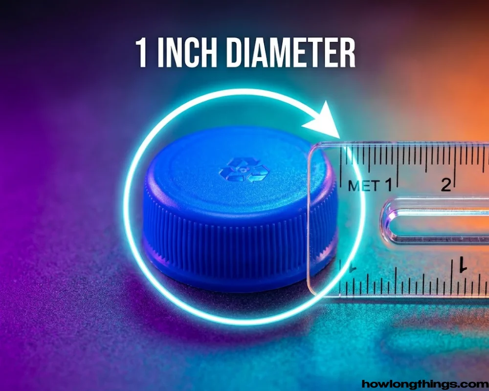 A 1 inch long plastic bottle cap