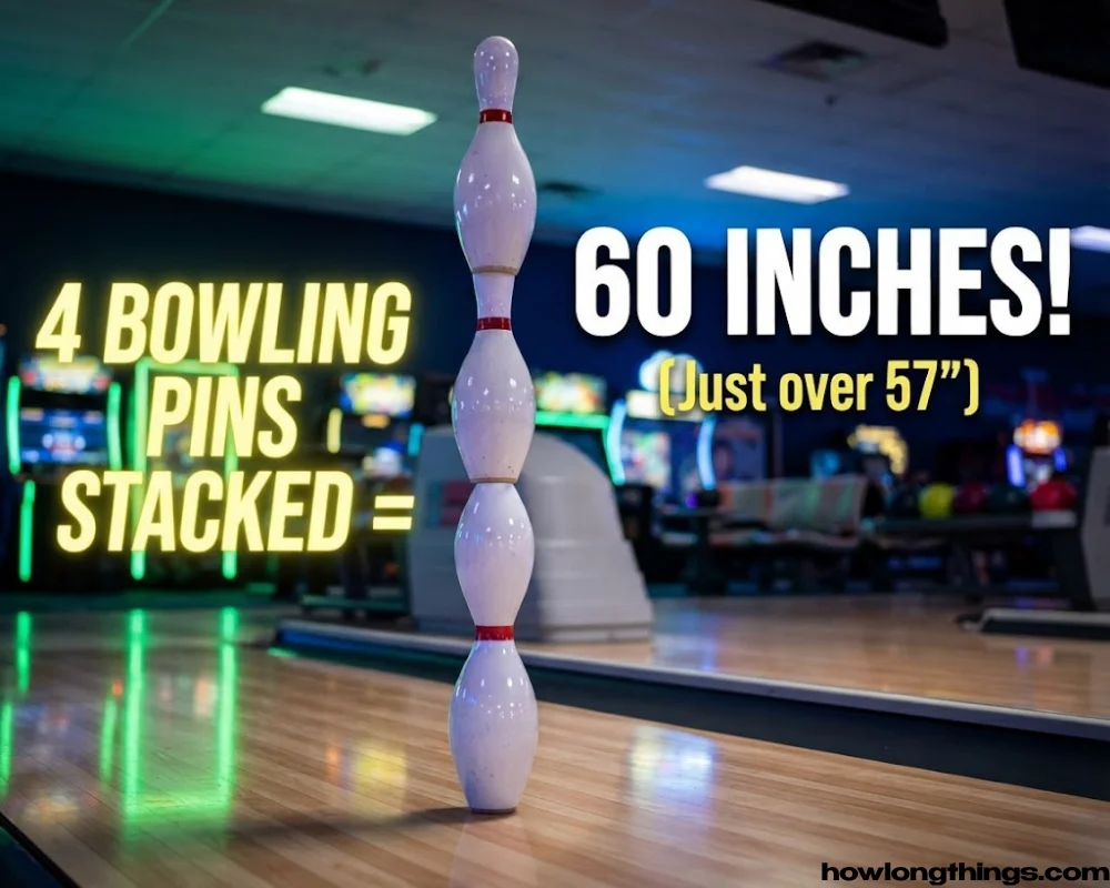 Four stacked bowling pins of 57 inches long