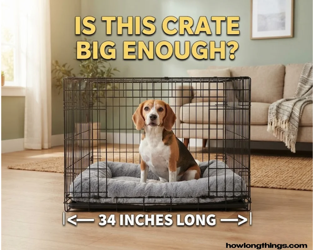 34 inches Medium-to-large dog crate