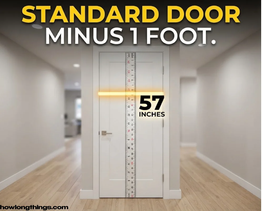 A standard interior door, minus a foot 57 inches long