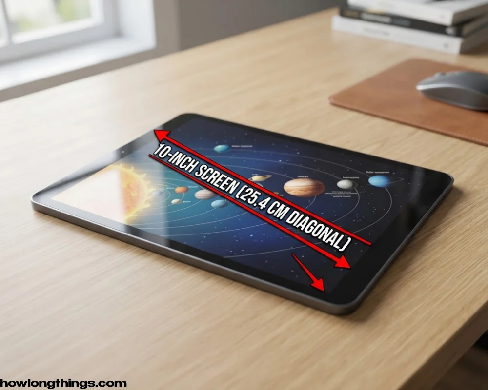 Tablet or iPad screen of 10 inches long