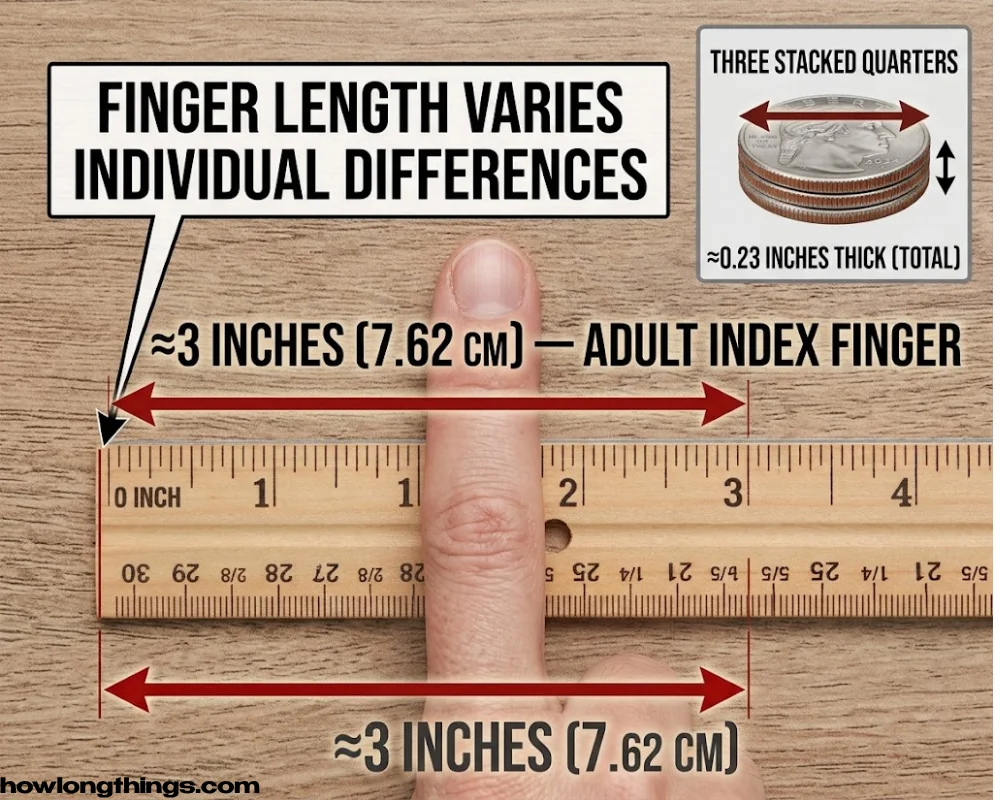 Your index finger of 3 inches long
