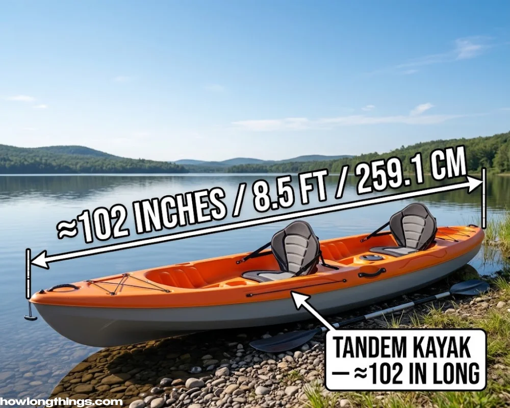 A 102 inches long tandem kayak