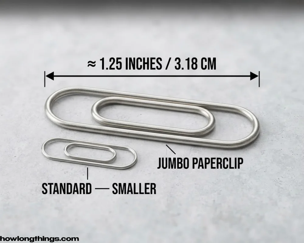 1.25 inches long A large paperclip