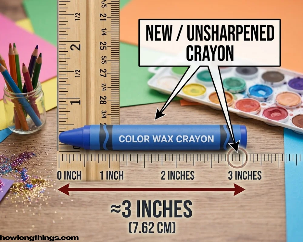 A new crayon of 3 inches long