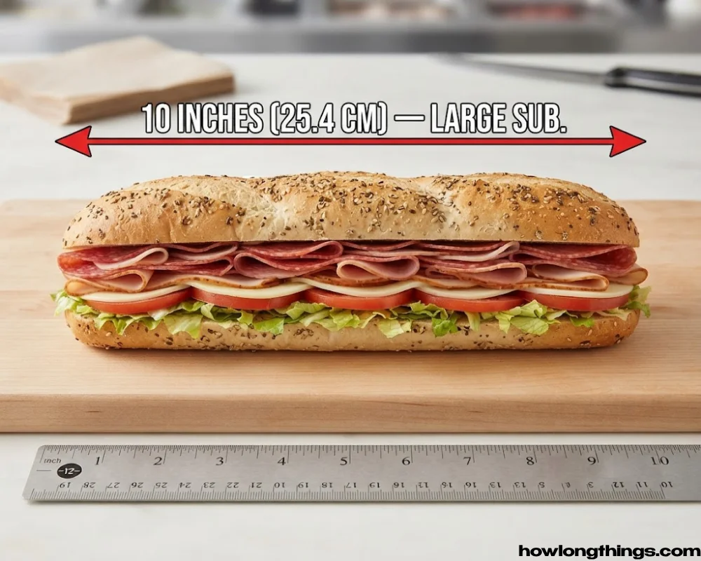 Large sub sandwich of 10 inches long