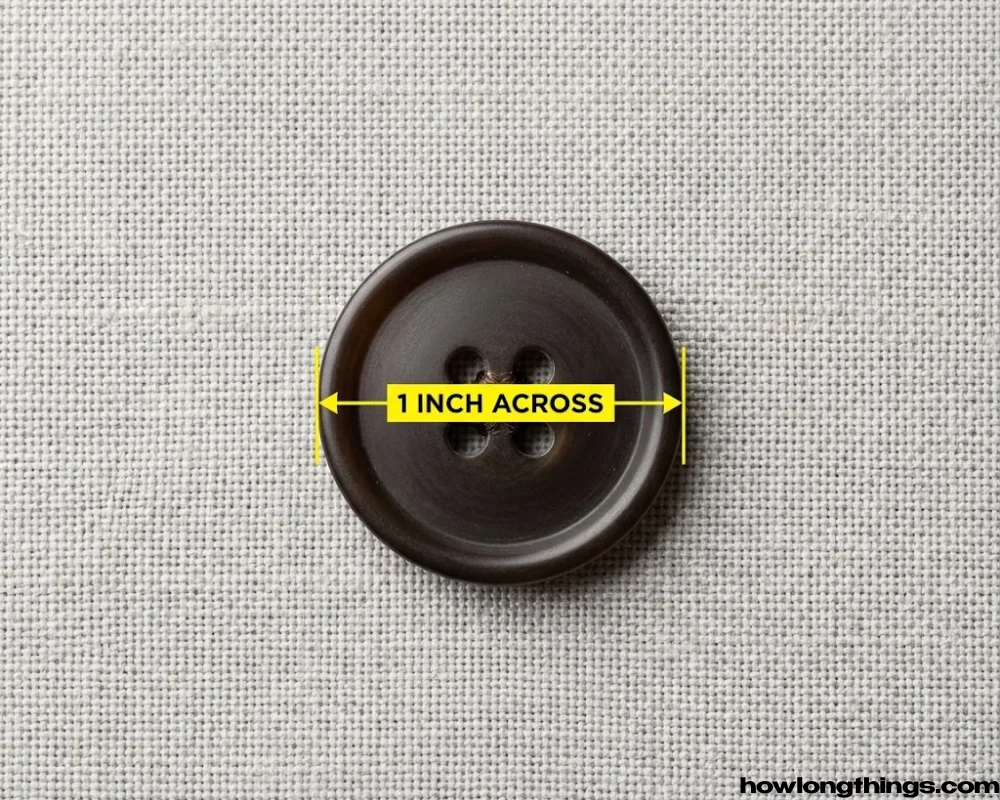 A jacket or shirt button of 1 inch long