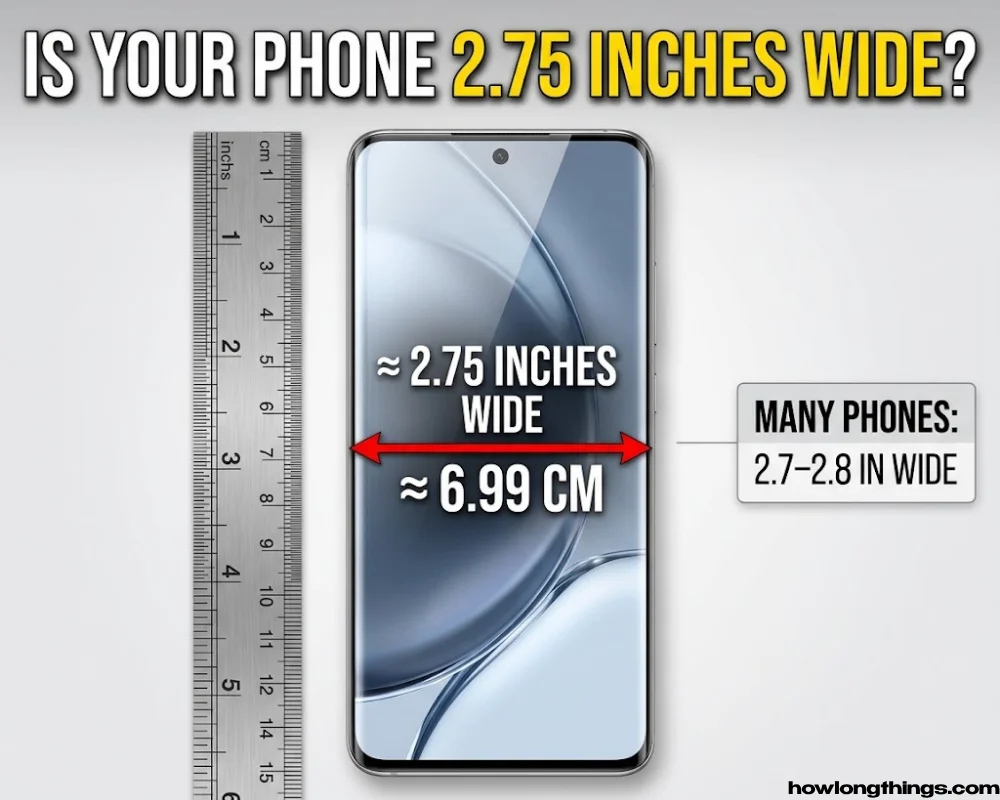 The width of many modern smartphones of 2.75 inches long