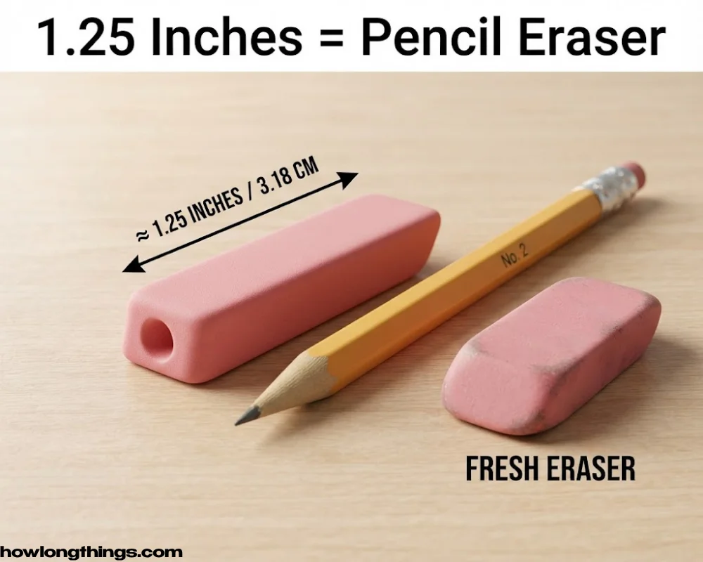 A 1.25 inches standard eraser 