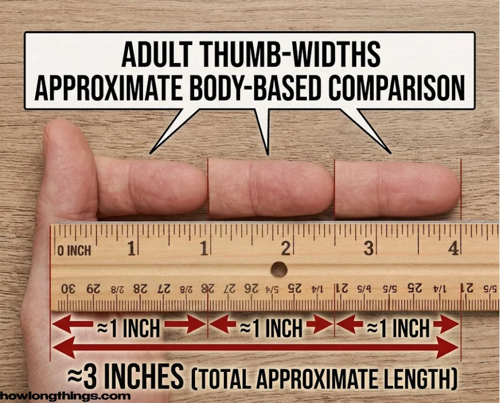 Three stacked thumb 3 inches long widths