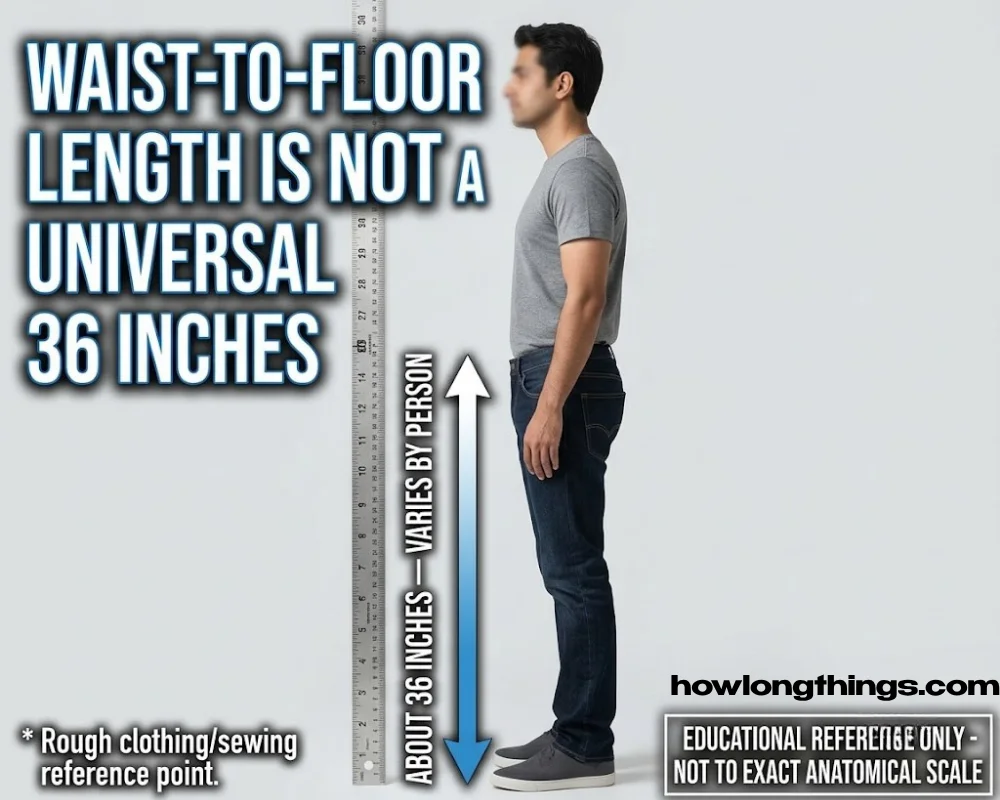 An adult's waist-to-floor length how long is 36 inches