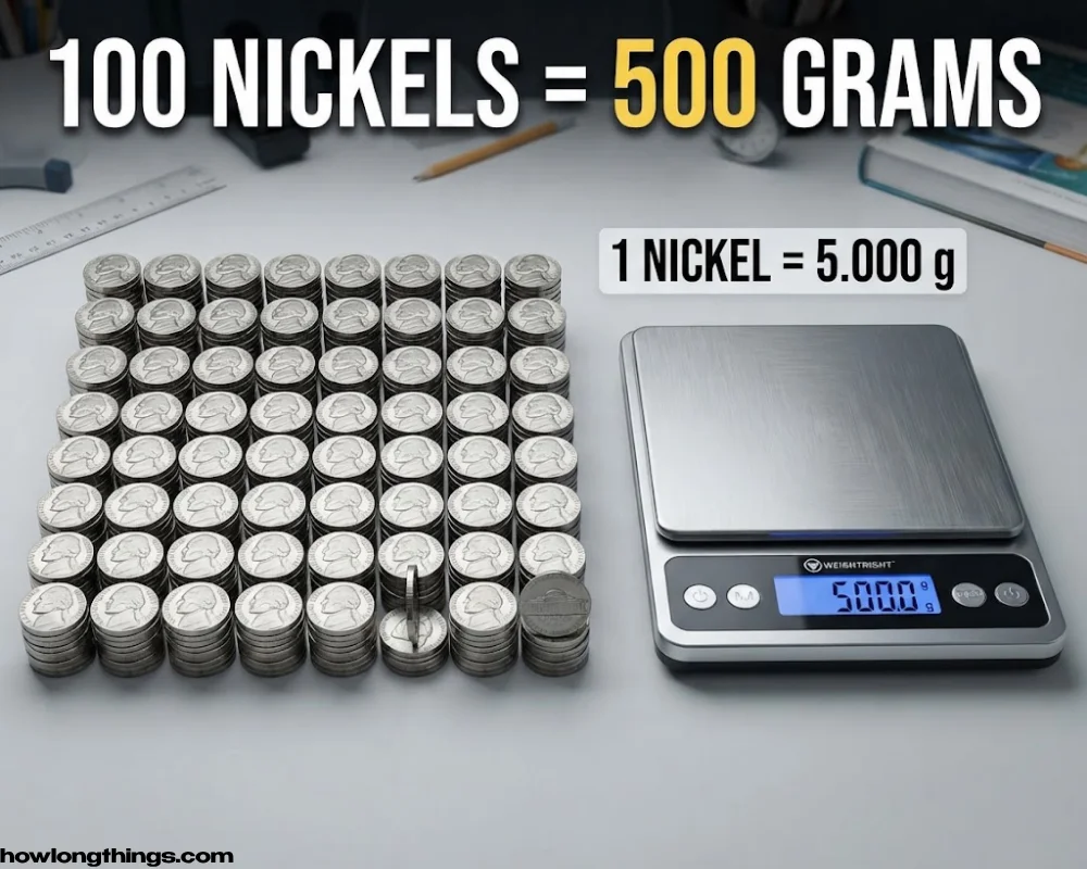 100 US Nickels around 500 grams