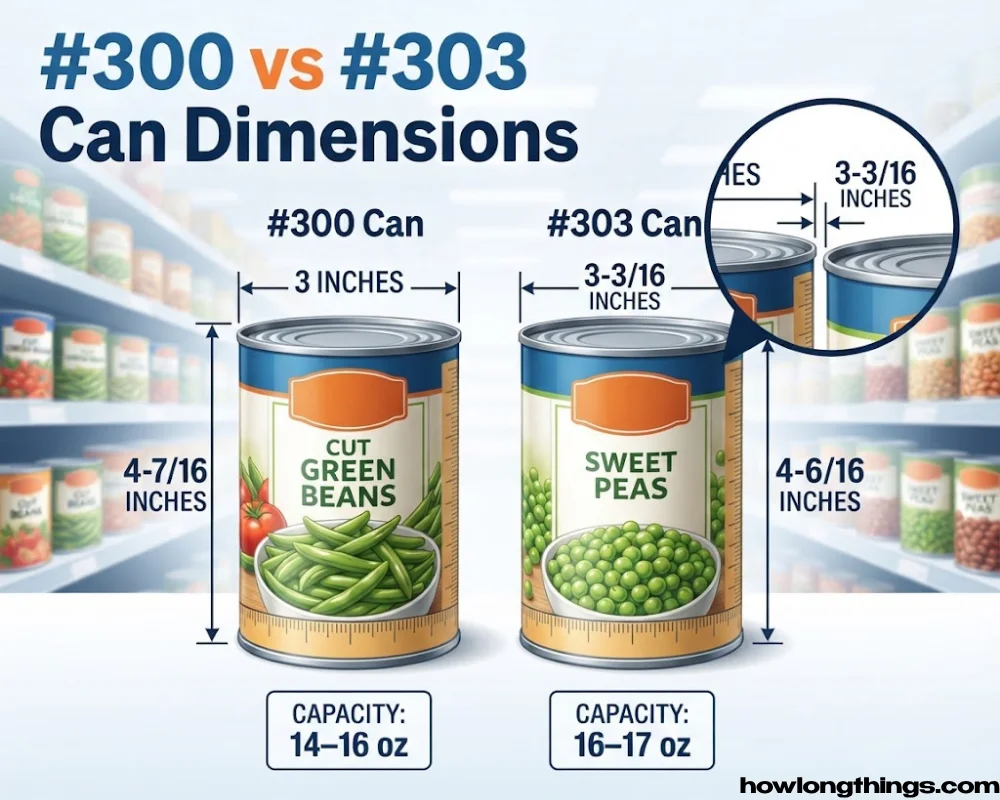 #300 and #303 Can Dimensions