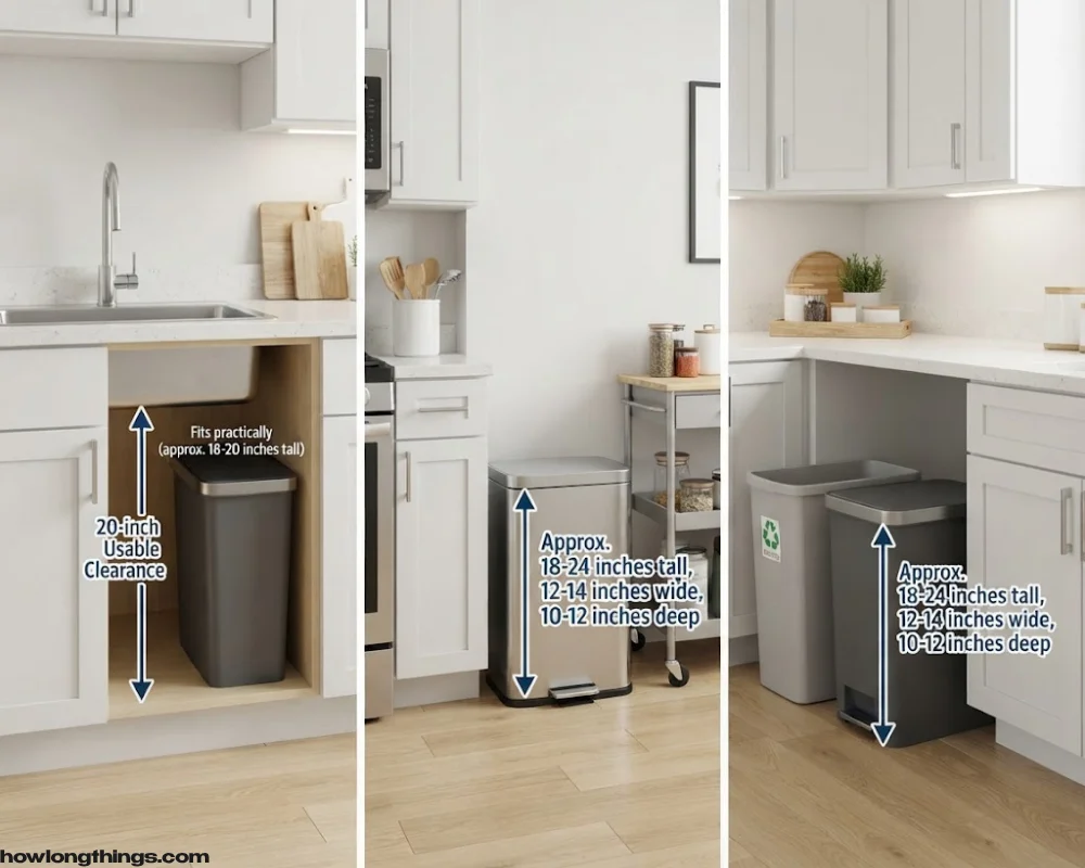 7–10 Gallon and Under-Cabinet Trash Can Dimensions