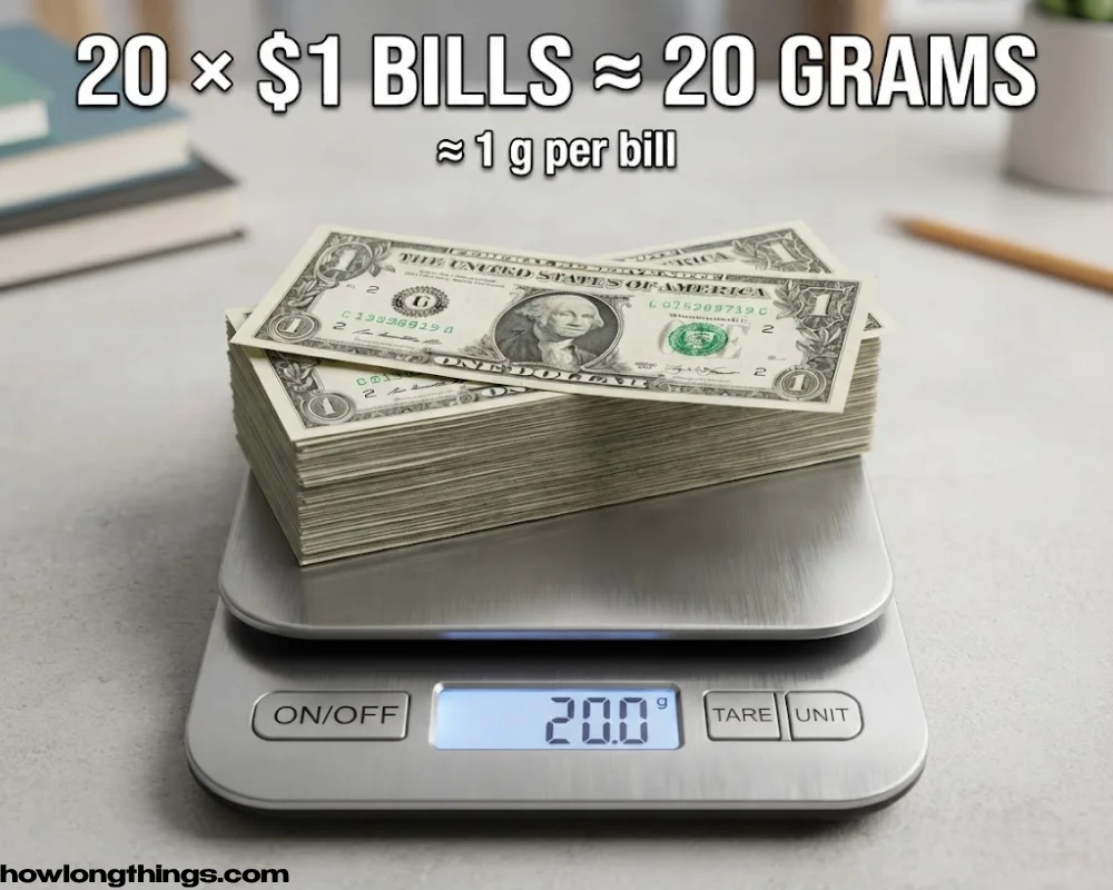 A 20 grams Single US Dollar Bill... Times Twenty