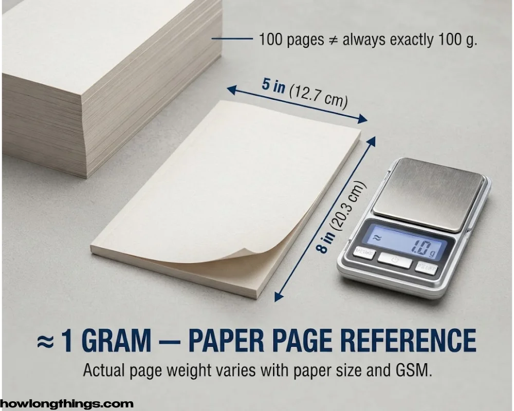 Small Paperback Page — Approximate Weight Reference