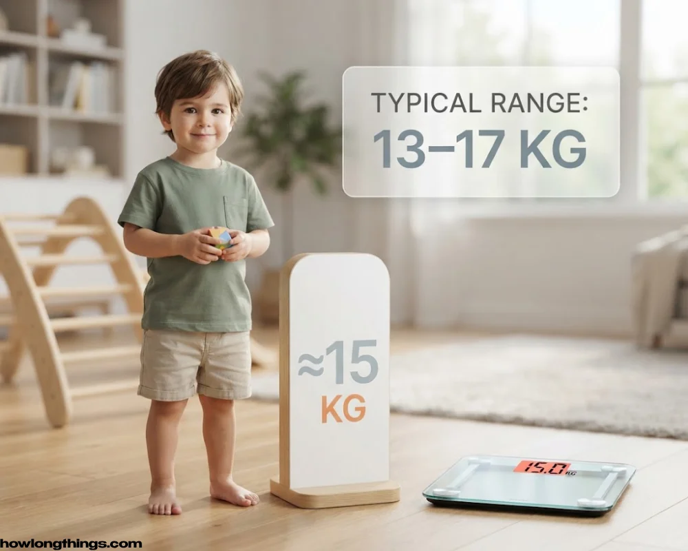 Average 3 to 4-Year-Old Toddler around 15 kg
