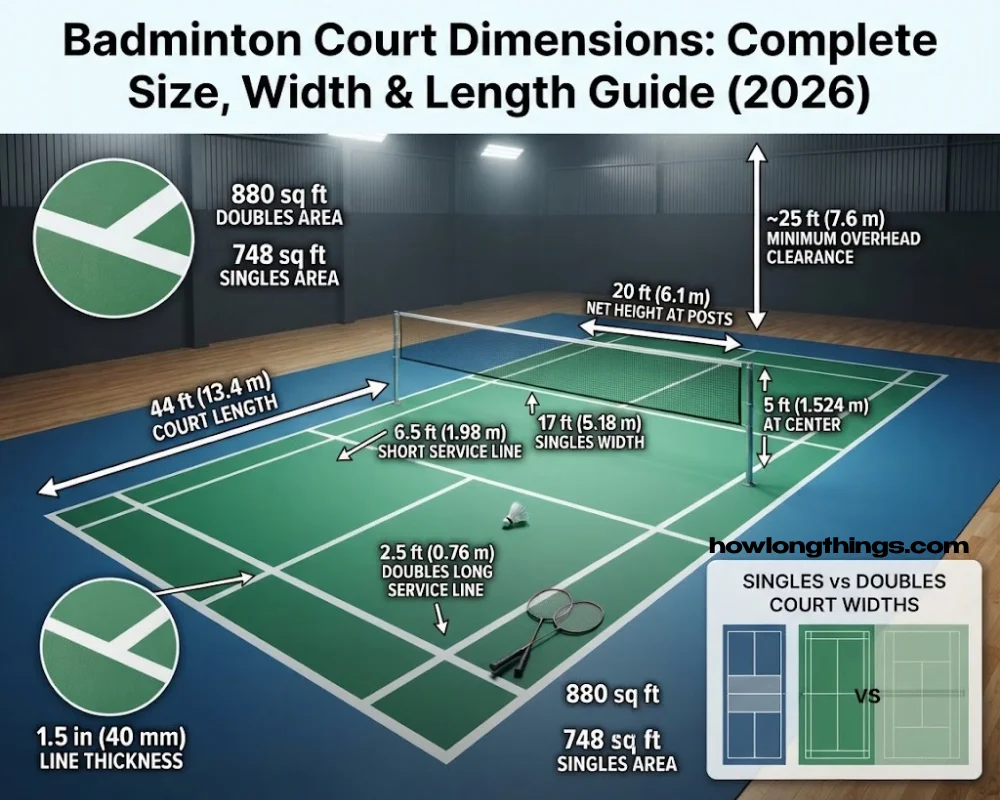Badminton Court Dimensions: Complete Size, Width & Length Guide (2026)