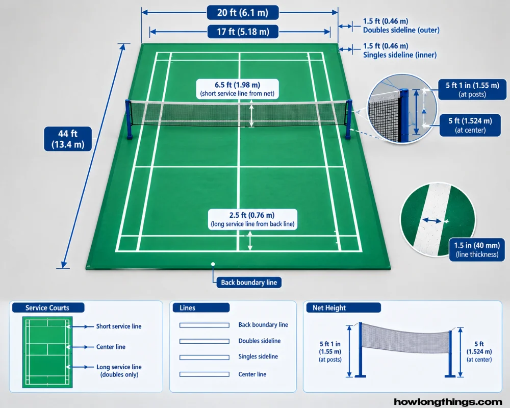 Badminton Court Layout: Lines, Service Courts & Net Height