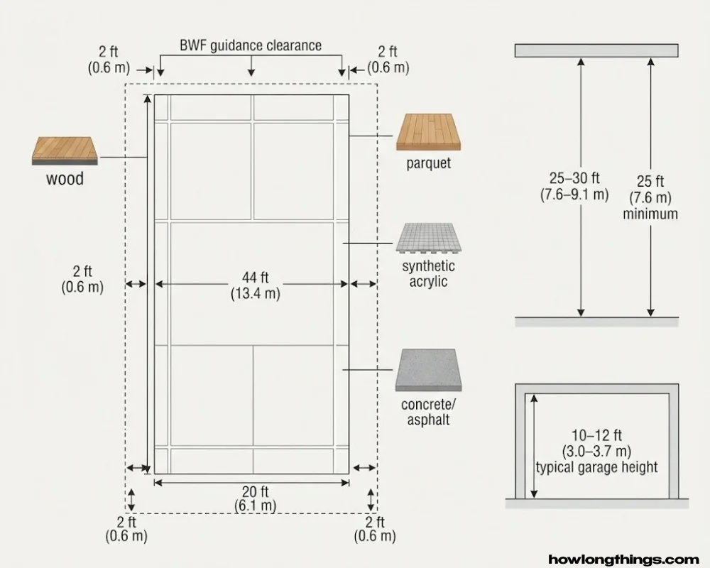 Badminton Court Size Requirements: Space, Clearance & Flooring
