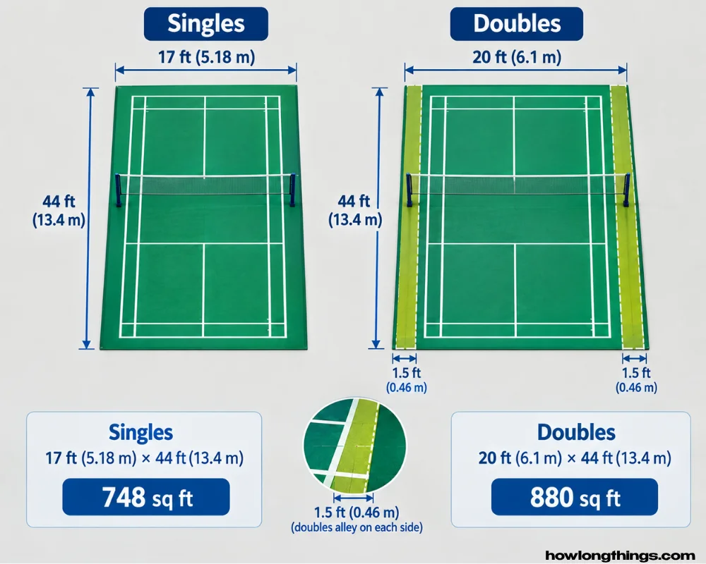 Badminton Court Size: Singles vs Doubles Width Explained