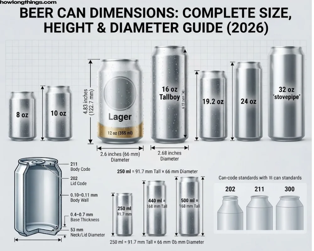 Beer Can Dimensions: Complete Size, Height & Diameter Guide (2026)