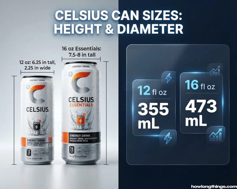 Celsius Can Size, Height & Diameter by Type