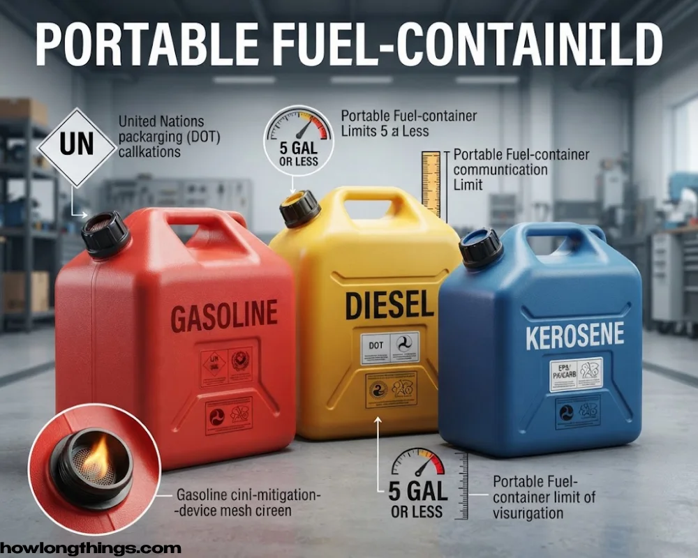 Color Codes and Certifications in jerry can dimension