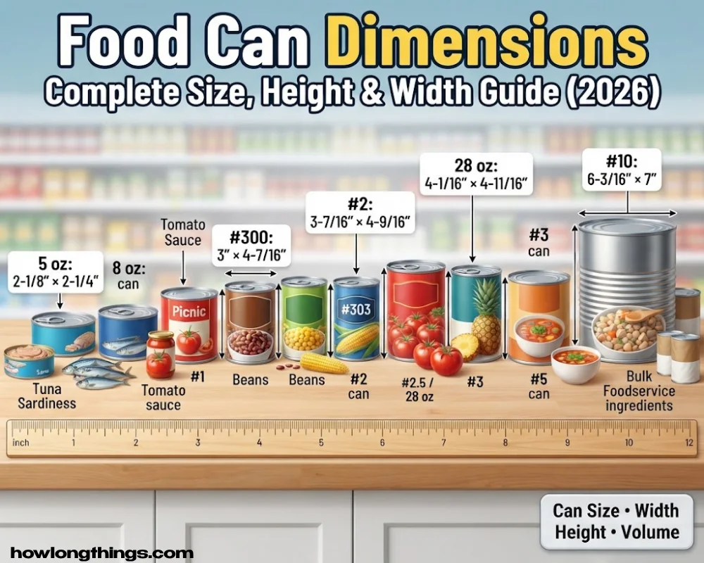 Food Can Dimensions: Complete Size, Height & Width Guide (2026)