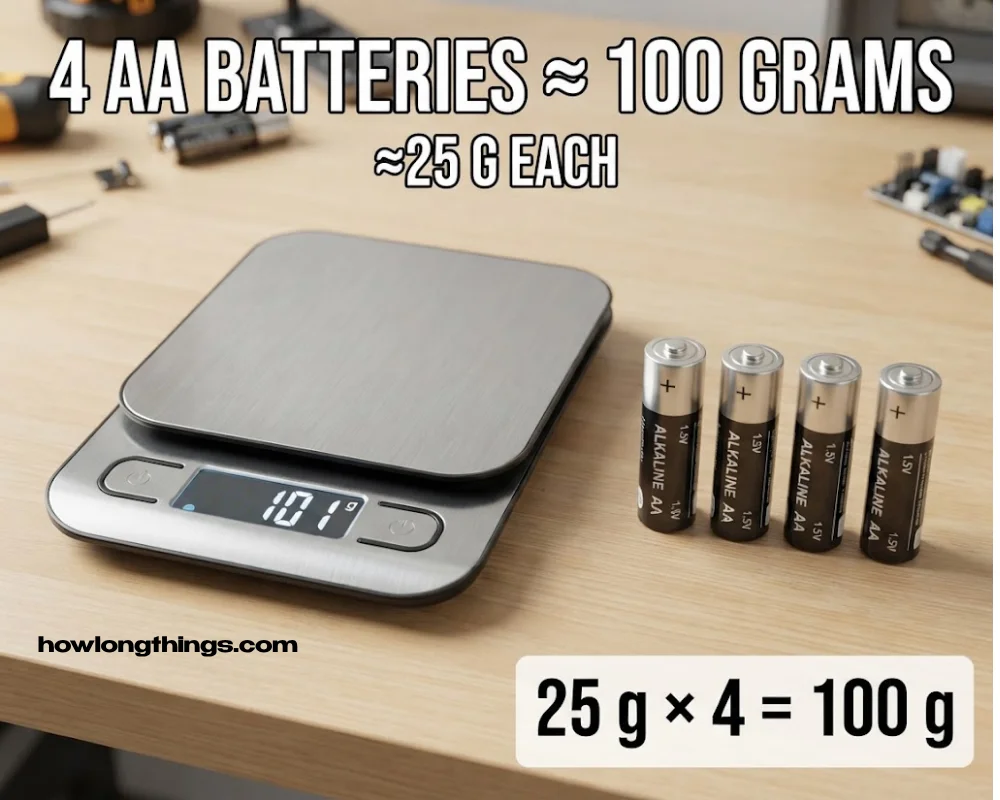 Four AA Batteries of 100 grams