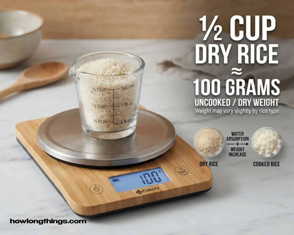 Half a Cup of Uncooked Rice of 100 grams