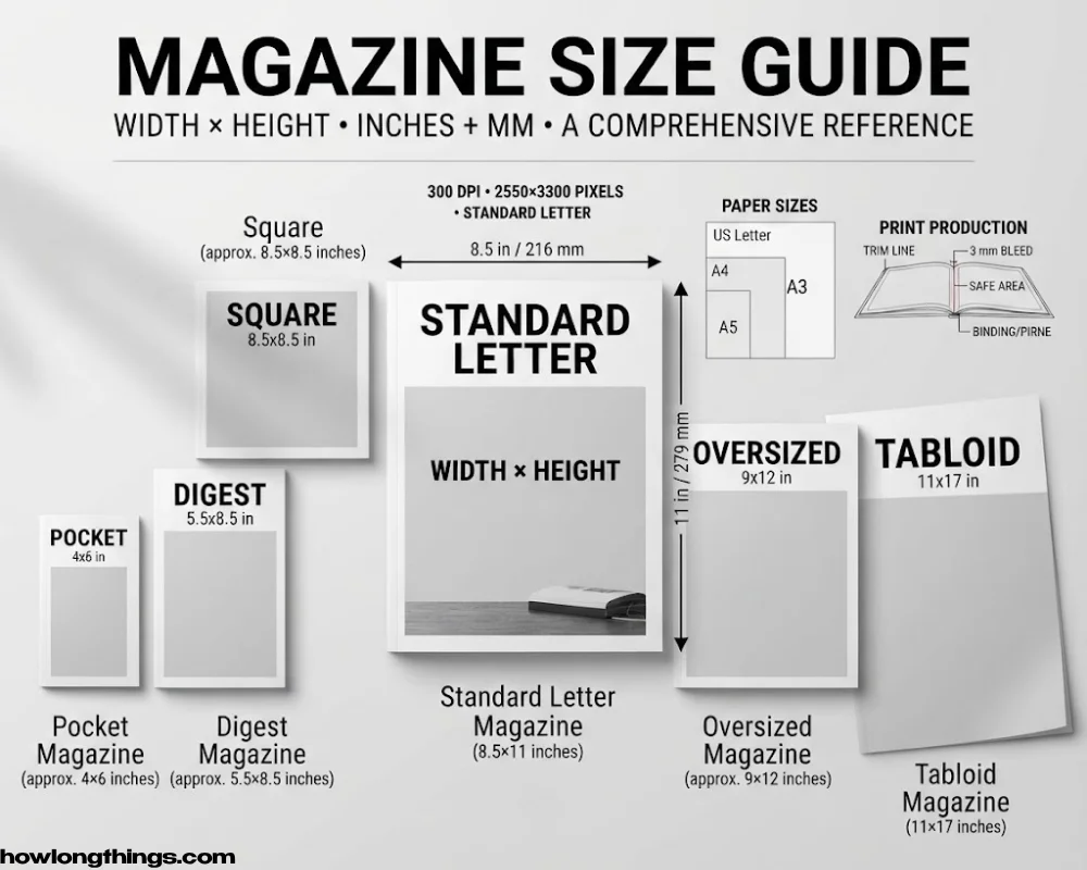 Magazine Dimensions: Easy Sizes, Width & Height Guide (2026)