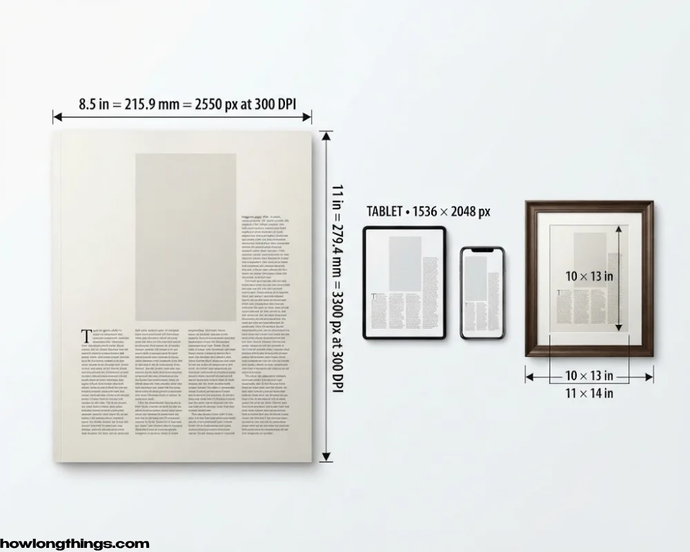Magazine Width and Height in Inches, MM and Pixels