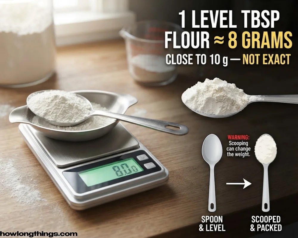 One Tablespoon of Flour with 10 grams of weight