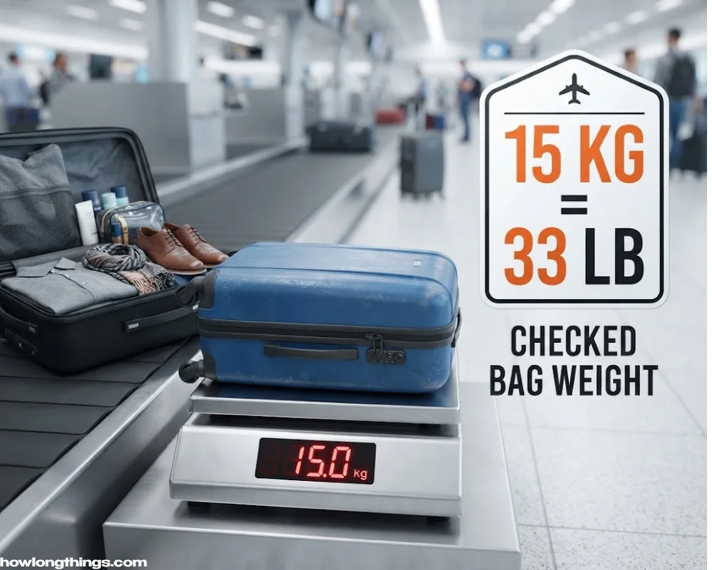 Packed Checked Airline Suitcase of 15kg