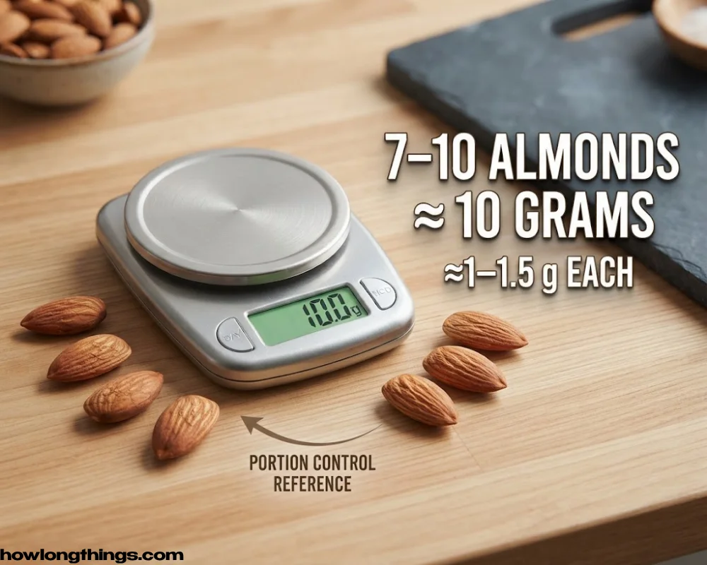 Seven to Ten Almonds with 10 grams weight