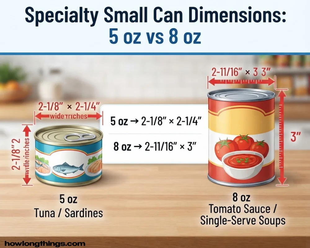 Specialty Small Can Dimensions (5 oz and 8 oz)