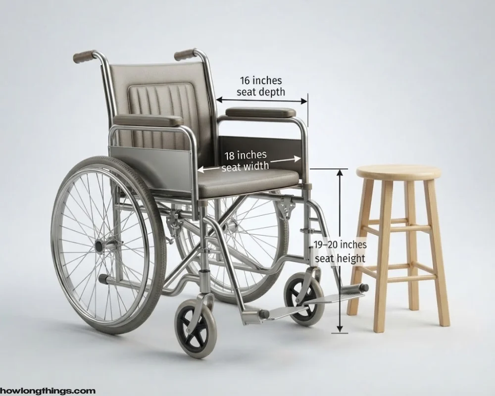 Standard seat width, depth, and height