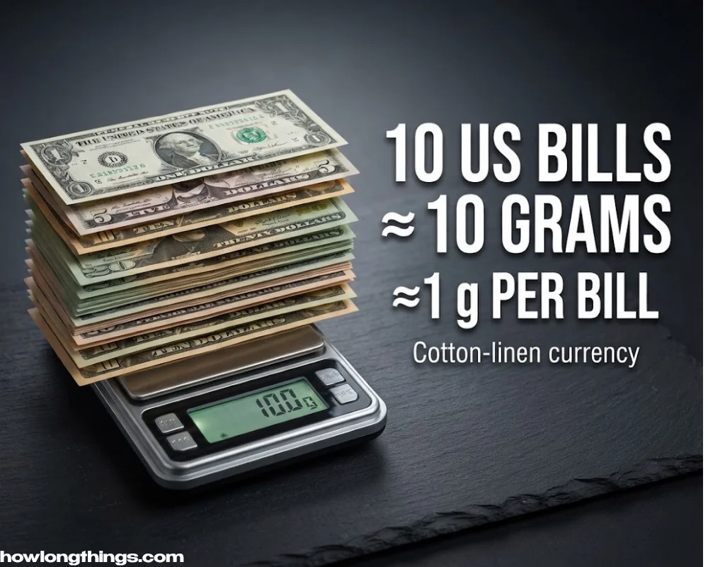 Ten US Dollar Bills with 10 gram weight