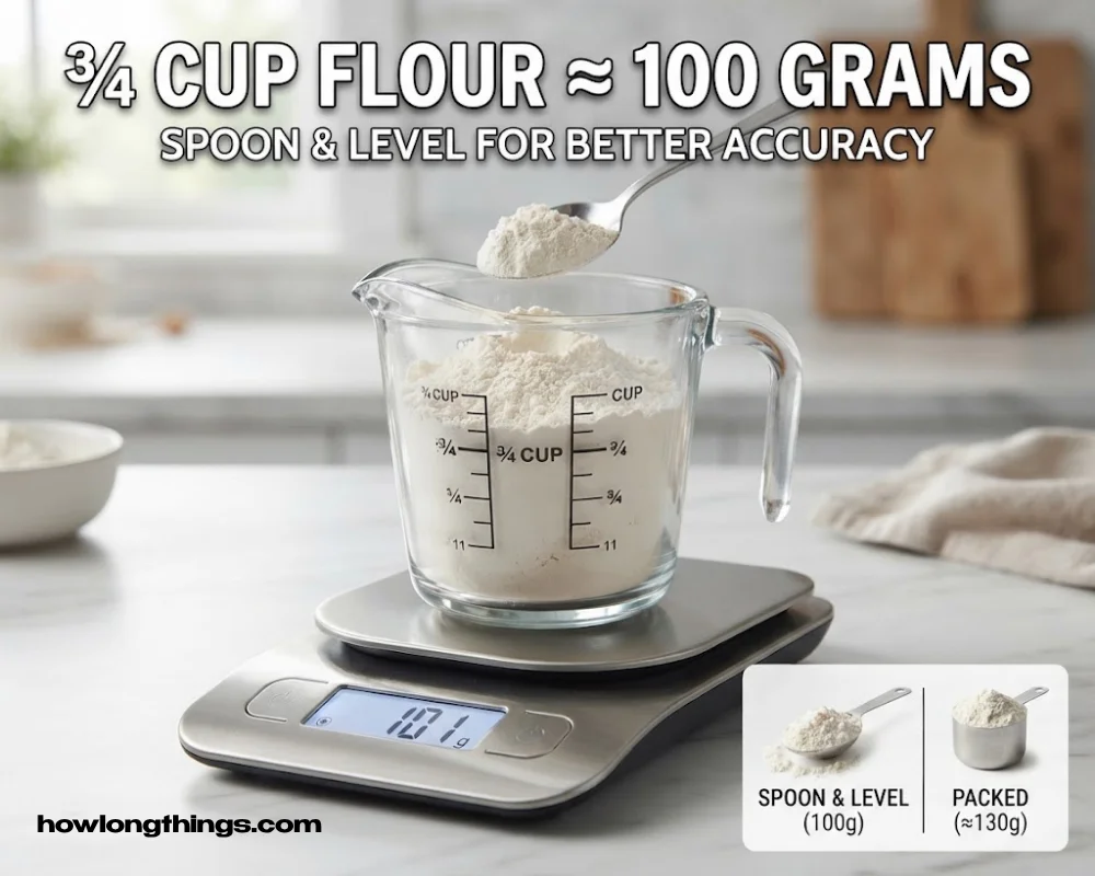 Three-Quarters Cup of Flour of 100 grams
