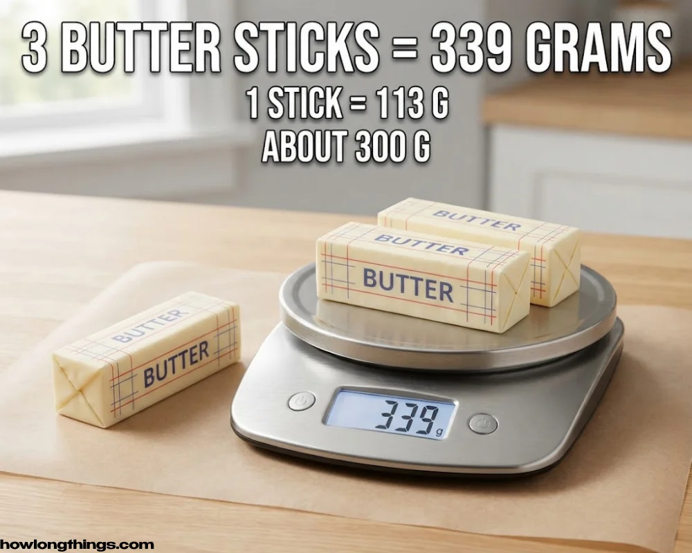 Three Sticks of Butter around 300 grams