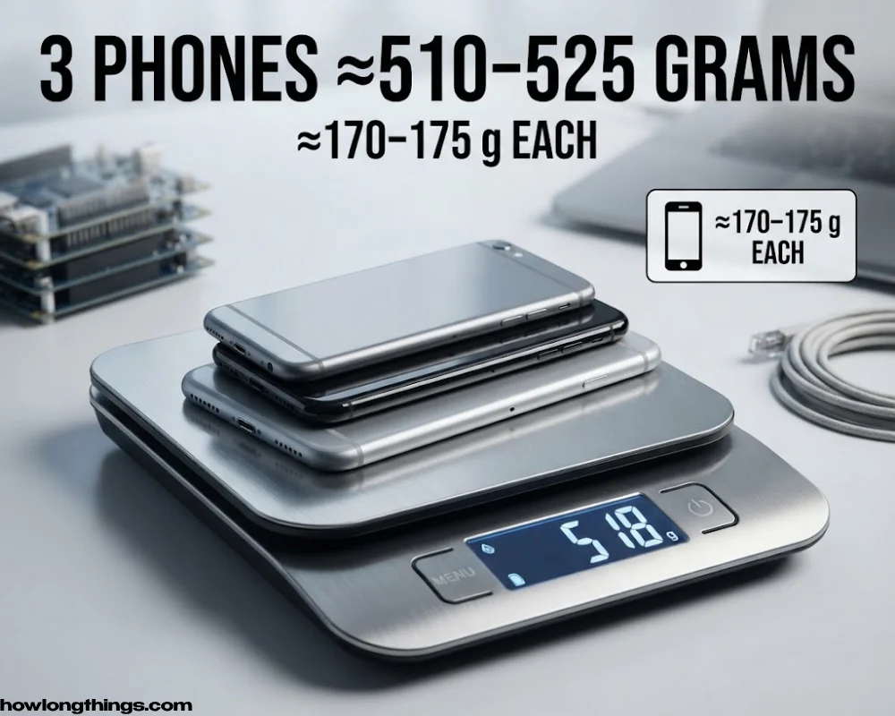 Three iPhones around 500 grams