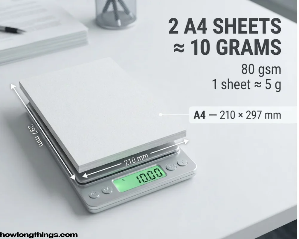 Two Sheets of A4 Paper with 10 grams weight