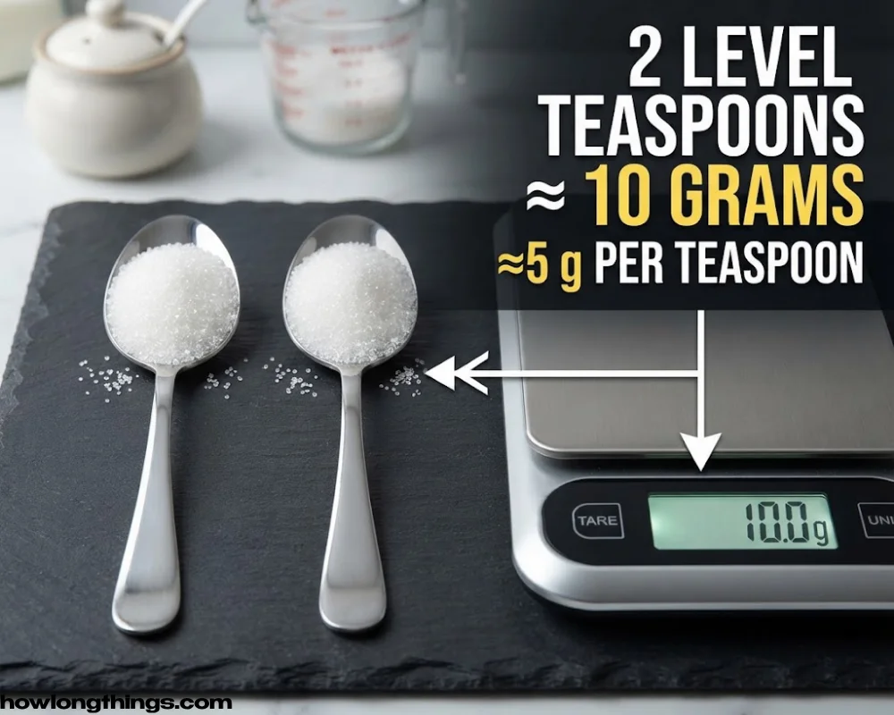 10 grams of Two Teaspoons of Granulated Sugar 