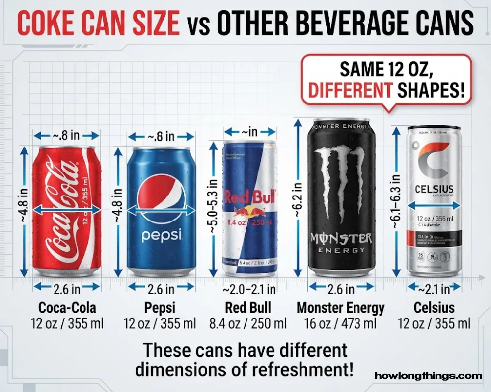 Coke Can Size Compared to Other Beverage Cans