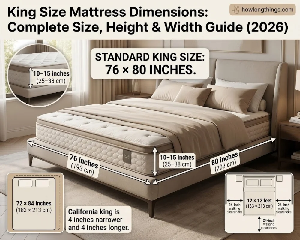 King Size Mattress Dimensions: Complete Size, Height & Width Guide (2026)