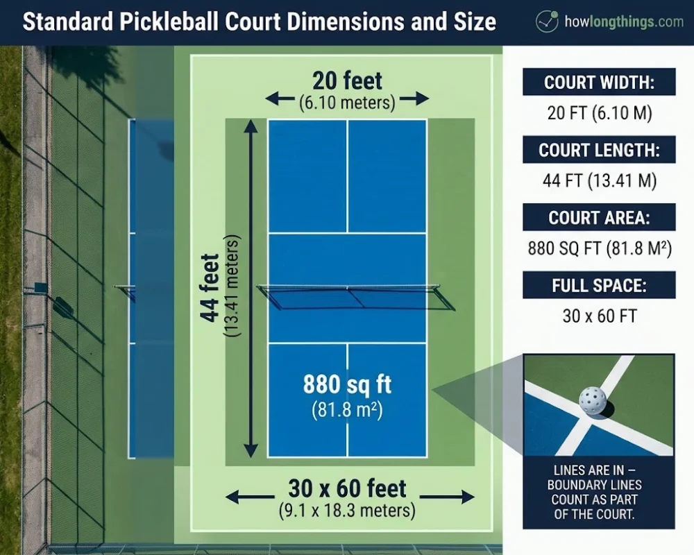 Standard Pickleball Court Dimensions and Size